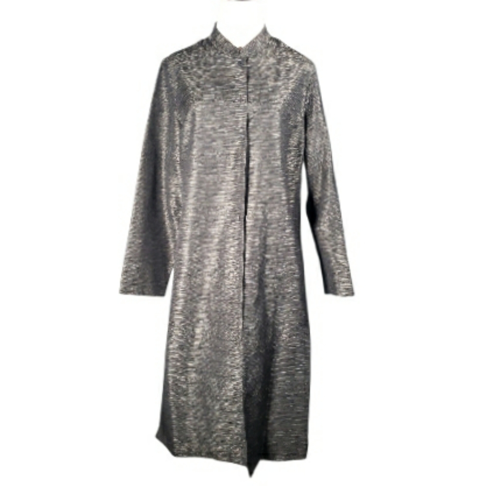 Dialogue Silk Mockneck Manderine Duster Cardigan Jacket Minimalist Capsule Small